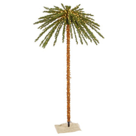 7' Artificial Outdoor Palm Tree with 73 Tips and 500 Clear DuraLit Lights