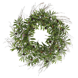 24" Artificial Green Olive Leaf Wreath