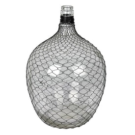 20" Artificial Glass Bottle with Black Chicken Wire