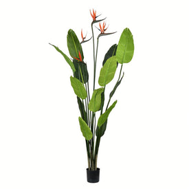 5' Artificial Bird of Paradise Palm Tree with 14 Leaves in Pot