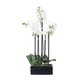 Vickerman 21" Artificial White Potted Orchid.