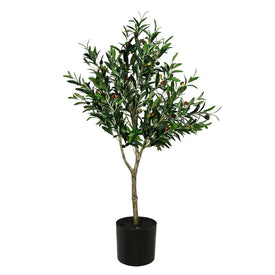 4' Artificial Green Olive Tree in Pot
