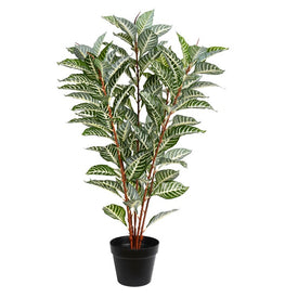35" Artificial Green Zebra Plant with 125 Real Touch Leaves in Plastic Pot