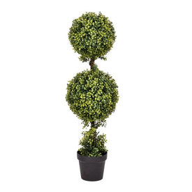 3' Artificial UV-Resistant Boxwood Double Ball in Plastic Pot