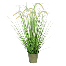 Vickerman 36" Artificial Potted Green Grass and Cattails.