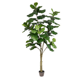 7' Artificial Fiddle Tree with 89 Leaves in Pot