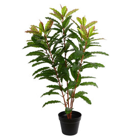 34" Artificial Green Myrtle Plant with 125 Real Touch Leaves in Plastic Pot