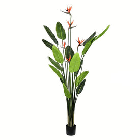 6' Artificial Bird of Paradise Palm Tree with 16 Leaves in Pot