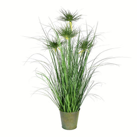 36" Artificial Green Cyperus Grass in Iron Pot