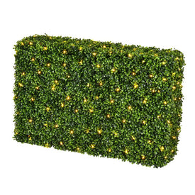 36" x 12" x 24" Artificial UV-Resistant Boxwood Hedge with 190 Warm White LED Lights