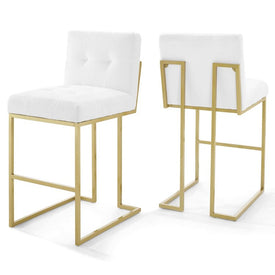 Privy Gold Stainless Steel Performance Velvet Bar Stools Set of 2