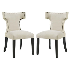 Curve Fabric Dining Side Chairs Set of 2