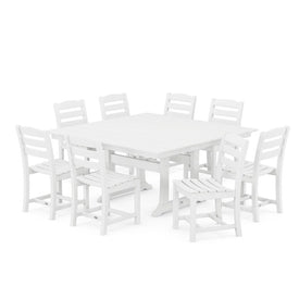 La Casa Cafe Nine-Piece Farmhouse Trestle Dining Set - White