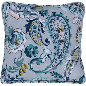 Paisley Indoor/Outdoor Throw Pillow - Gray and Blue