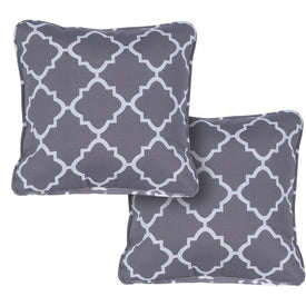 Lattice Indoor/Outdoor Throw Pillow Set of 2 - Gray