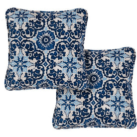 Medallion Indoor/Outdoor Throw Pillow Set of 2 - Navy Blue