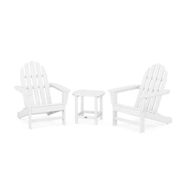 Classic Adirondack Three-Piece Set with South Beach 18" Side Table - White
