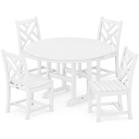 Chippendale Five-Piece Round Side Chair Dining Set - White