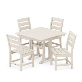 Lakeside Five-Piece Farmhouse Trestle Side Chair Dining Set - Sand