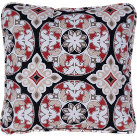 Medallion Indoor/Outdoor Throw Pillow - Red and Black