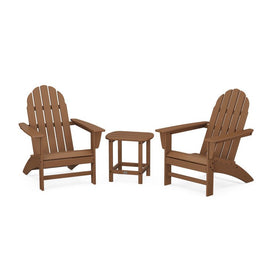 Vineyard Three-Piece Adirondack Set with South Beach 18" Side Table - Teak