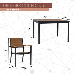 ASHER5PCDN-GRY Outdoor/Patio Furniture/Patio Dining Sets