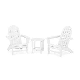 Vineyard Three-Piece Adirondack Set with South Beach 18" Side Table - White