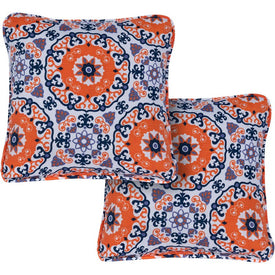 Medallion Indoor/Outdoor Throw Pillow Set of 2 - Orange and Blue