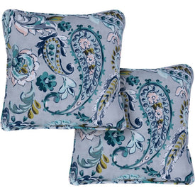 Paisley Indoor/Outdoor Throw Pillow Set of 2 - Gray and Blue