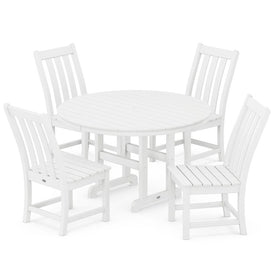 Vineyard Five-Piece Round Side Chair Dining Set - White