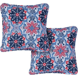 Medallion Indoor/Outdoor Throw Pillow Set of 2 - Navy and Red