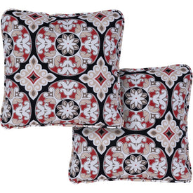 Medallion Indoor/Outdoor Throw Pillow Set of 2 - Red and Black