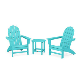 Vineyard Three-Piece Adirondack Set with South Beach 18" Side Table - Aruba