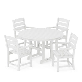 Lakeside Five-Piece Round Arm Chair Dining Set - White