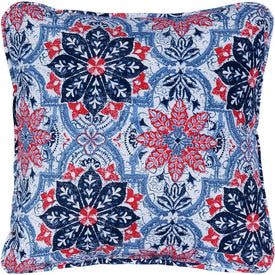 Medallion Indoor/Outdoor Throw Pillow - Navy and Red