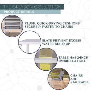 GRYSN7PCDN-GRY Outdoor/Patio Furniture/Patio Dining Sets