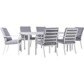 Grayson 7-Piece Dining Set with 6 Padded Dining Chairs and 72" x 40" Slat-Top Table