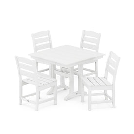 Lakeside Five-Piece Farmhouse Trestle Side Chair Dining Set - White