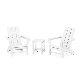 Modern Three-Piece Adirondack Set with Long Island 18" Side Table - White