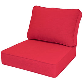 25" L x 25.5" W x 5" D Seat Cushion and 25 W x 18" H x 5" D Back Cushion Welted Deep Seating Set - Canvas Jocky Red