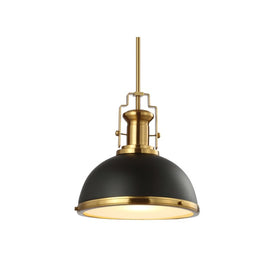 Homer 13" Single-Light Pendant - Black and Brass Gold