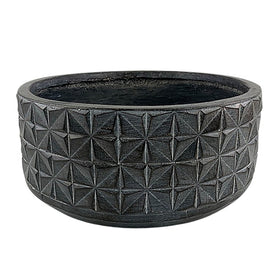 15" Diamond Pattern Textured Polyresin Planter - Black