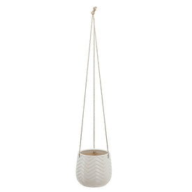 6" Chevron Hanging Planter - White