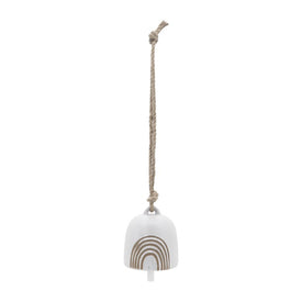 4" Rainbow Ceramic Hanging Bell - White/Beige