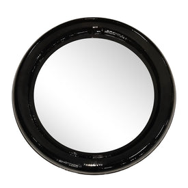36" Round Metal Wall Mirror - Black
