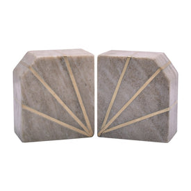 5" Polished Marble Bookends with Gold Inlays Set of 2 - Onyx