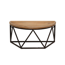12" x 6" x 6" Wood/Metal Demilune Wall Shelf - Black/Brown