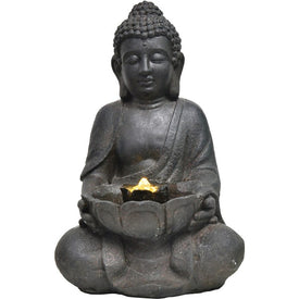 18" Buddha Statue Indoor/Outdoor Garden Fountain with LED Lights for Patio, Deck, Porch