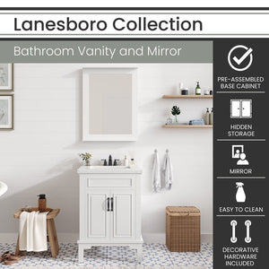 HANVN0105-24-0WH Bathroom/Vanities/Single Vanity Cabinets with Tops