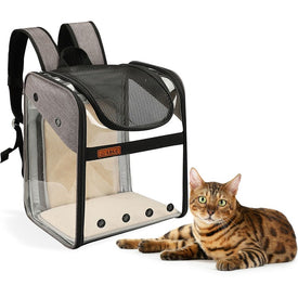 Expandable Pet Backpack for 22 Lbs. Dogs and Cats - Gray